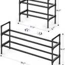 Kitsure Shoe Rack for Closet - Expandable Shoe Rack for Entrance, Rustproof Shoe Organizer for Entryway with Portable Handles, Black, 17.3~30.2L x 16.3H