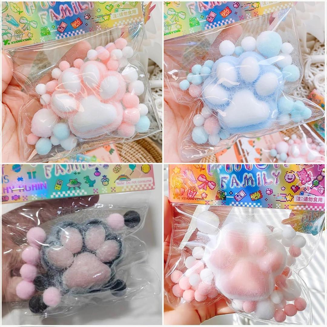 4 Pack Taba Toys for Kids, QUYIHOINM Taba Cat Paw Quiet Fidget Toys, Kawaii Stress Relief PVC Sensory Toys Gifts for Kids Teenager Adult