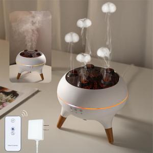 Essential Oil Diffuser 250ML Dancing Jellyfish Aromatherapy Diffuser Humidifier with 7 Colors LED Lights,Remote Control,Plug in for Bedroom,Office (White)