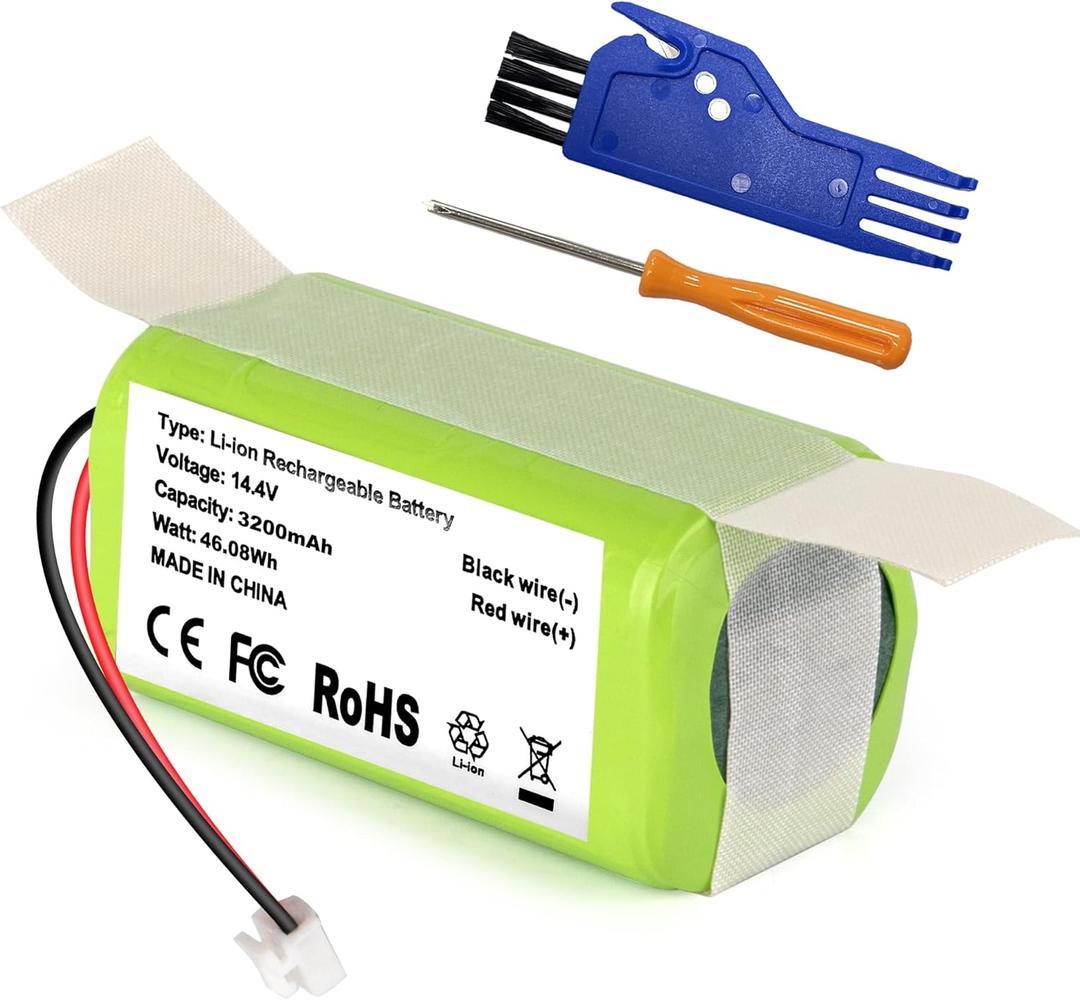 Replacement RVBAT850 Battery for Shark Ion R75, RV761, RV850C, RV1000S, RV1100VL, RV1001AE, UR1000SR, RV700_N, RV720_N Vacuum Cleaners (2-Prong Connector,NOT for 3-Prong Connector)