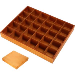  Wooden Storage Box 30 Compartments Sock Underwear Organizer Multi-purpose Desktop Display Tray