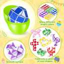 24 Pack Prefilled Easter Eggs with Snake Twist Toys, Blocks Fidget Toys Easter Gifts for Easter Hunt, Basket Stuffers Filler, Easter Party Favors, Classroom Prize, Surprise Egg