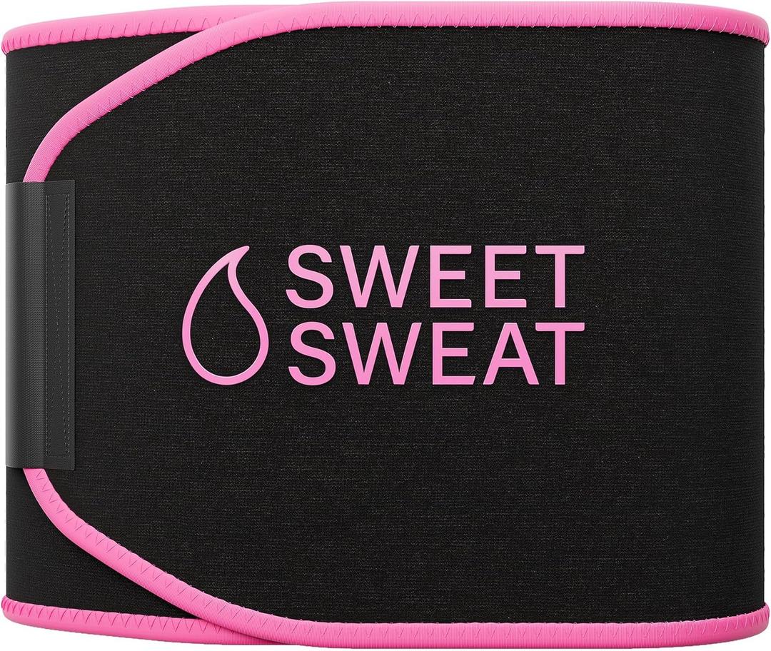 Sports Research Sweet Sweat Waist Trimmer (Core Series) - Premium Sweat Enhancing Fitness Band for Women & Men (XX-Large, Black/Pink)