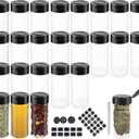 24 Pack 3oz Clear Plastic Spice Jars With Black Plastic Lids, Round Spice Bottles, Seasoning Containers with Chalk Labels, Pen, Spices Containers For Kitchen Cabinet