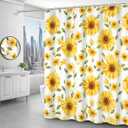 Sunflower Shower Curtain Rustic Farmhouse Watercolor Sunflower Bathroom Curtain Botanical Yellow Flowers Pattern Shower Curtain Waterproof Fabric Decor 72x72Inch