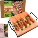 POHS Himalayan Pink Salt Block (Small 8x8x1.5) For Grilling, Searing, Cooking, BBQ, Himalayan Salt stone with Premium Quality Black Metal Holder & Recipe booklet