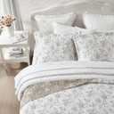 Laura Ashley - Twin Quilt Set, Reversible Floral Cotton Bedding with Matching Sham, Home Decor for All Seasons (Walled Garden Brown, Twin)