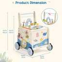 ROBUD Wooden Baby Push Walker, Marine Theme Learning Walking Toys, Adjustable Height Baby Walker with Decelerator, Montessori Toys for Baby Age 10 Months+, WRP23