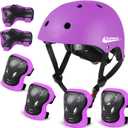Adjustable Helmet for Ages 3-16 Kids Toddler Boys Girls Youth,Protective Gear with Elbow Knee Wrist Pads for Multi-Sports Skateboarding Bike Riding Scooter Inline skatings Longboard Roller Skate (Small: 18.9"-21.26" / 48cm-54cm, 1Purple)