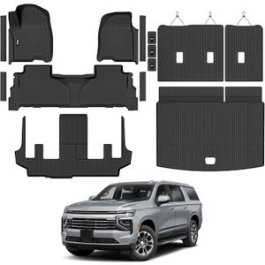 Floor Mats for 2021-2025 2026 Chevrolet/Chevy Suburban/GMC Yukon XL 7 Seats with Cargo Liner All Weather TPE Protection Floor Liners Full Set with Trunk Mat for Chevrolet Suburban Accessories