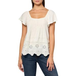 Lucky Brand Women's Pintuck Flutter Sleeve Tee (X-Large)