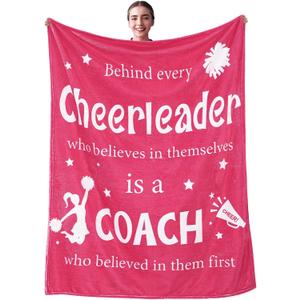 Cheer Coach Gift for Women 40' x 50' Cheerleader Blanket Cheerleading Appreciation Gift Cheer Blanket for Birthday Graduation Retirement Sports Party(Pink)