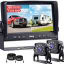 Dual RV Backup Camera for Truck - 7 Inch HD Split Screen Reverse Camera for Trucks, Easy Install, IR Night Vision, IP69 Waterproof - Rear Camera for Trucks, Trailers, RVs, Tractors