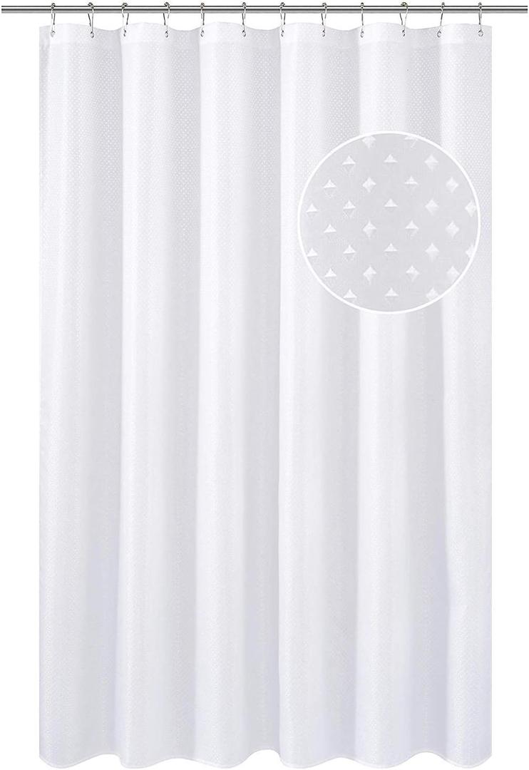 N&Y HOME Hotel Fabric Shower Curtain or Liner, Cloth Textured White Shower Curtain with Bottom Magnets, Machine Washable, 72 x 72 inches for Bathroom