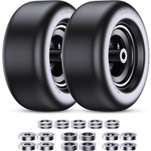 13x6.50-6"Flat Free Front Tires,Universal Fit Lawn Mower Tires, Zero-steering Solid Wheels for Residential and Commercial Use, Suitable for 3/4-inch and 5/8-inch Bearings, Adjusted Center Hub, 2 pack