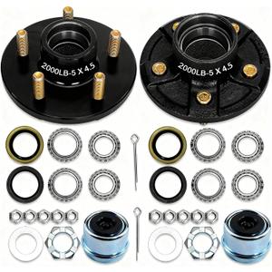 2 Sets 2000Lbs Trailer Hub Kit 5 Bolt 4.5",5 Lug Trailer Wheel Hub Fit 1" and 1-1/16" Trailer Straight Spindles,54.5 Trailer Axle Kit,Boat Trailer Hubs 5 Lug(only for Straight Spindle)