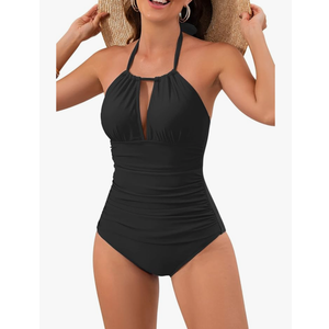 B2prity Women's Slimming One Piece Swimsuits Tummy Control Bathing Suit Halter Swimwear for Big Busted Curvy Woman, XL