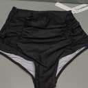 COCOPEAR Women's Ruched High Waisted Bikini Bottom Retro Vintage Swim Short Tankinis, Medium