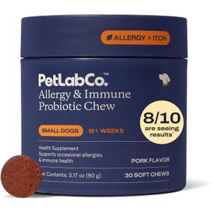 PetLab Co. Allergy & Immune Daily Probiotics for Dogs. Supports Yeast Production, Seasonal Allergies, Intermittent Itchiness, Gut & Digestive Health - 30 Chews for Small Dogs (Best By: 08/31/2026)