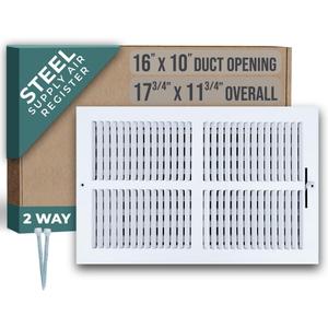 Fits 16x10 Duct Opening 2 Way Steel Air Supply Diffuser by Handua | Register Vent Cover Grille for Sidewall and Ceiling | White | Outer Dimensions: 17.75" X 11.75", 16" X 10" Duct Size