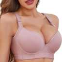 Plus Size Push Up Bra for Women Hide Back Fat Smoothing Bra Seamless Underwire T-Shirt Bra (42DD, Purple)