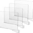 CY craft Acrylic Shelf Dividers for Closets,Wood Shelf Dividers, 4 PCS Clear Shelf Separators,Perfect for Clothes Organizer and Bedroom Kitchen Cabinets Shelf Storage and Organization