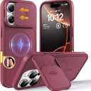 TOCOL for iPhone 16 Pro Case with Slide Camera Cover, Kickstand and Camera Control Button, Fit for MagSafe, Rugged Solid Phone Case, Non-Slip, Drop Protection, Plum