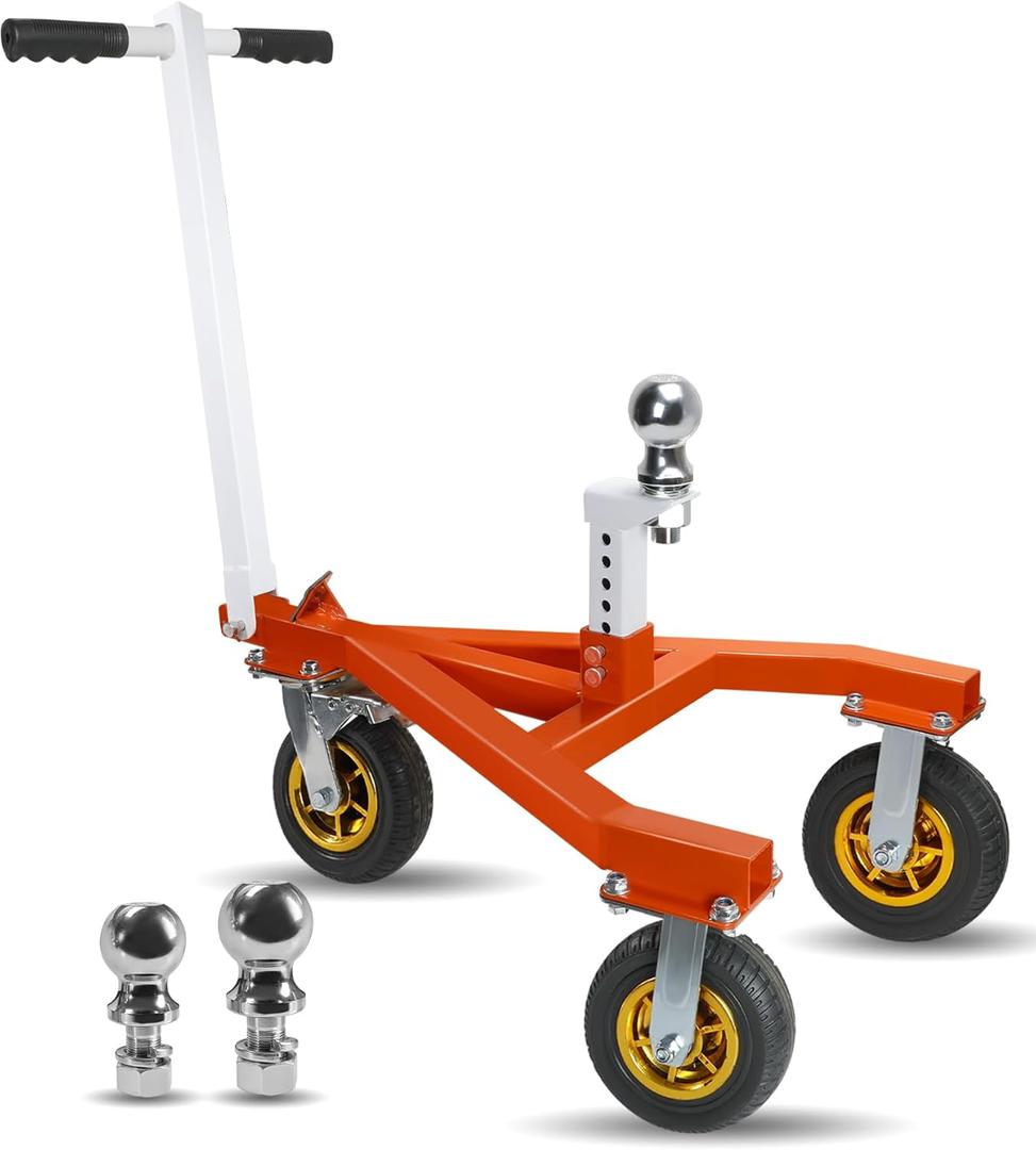 Trailer Dolly, 3500 lb Tongue Weight Trailer Mover with 2'' & 2-5/16'' Receiving Tongues, Angle Adjustable, Suitable for RV Boat Motorcycle Jet Ski