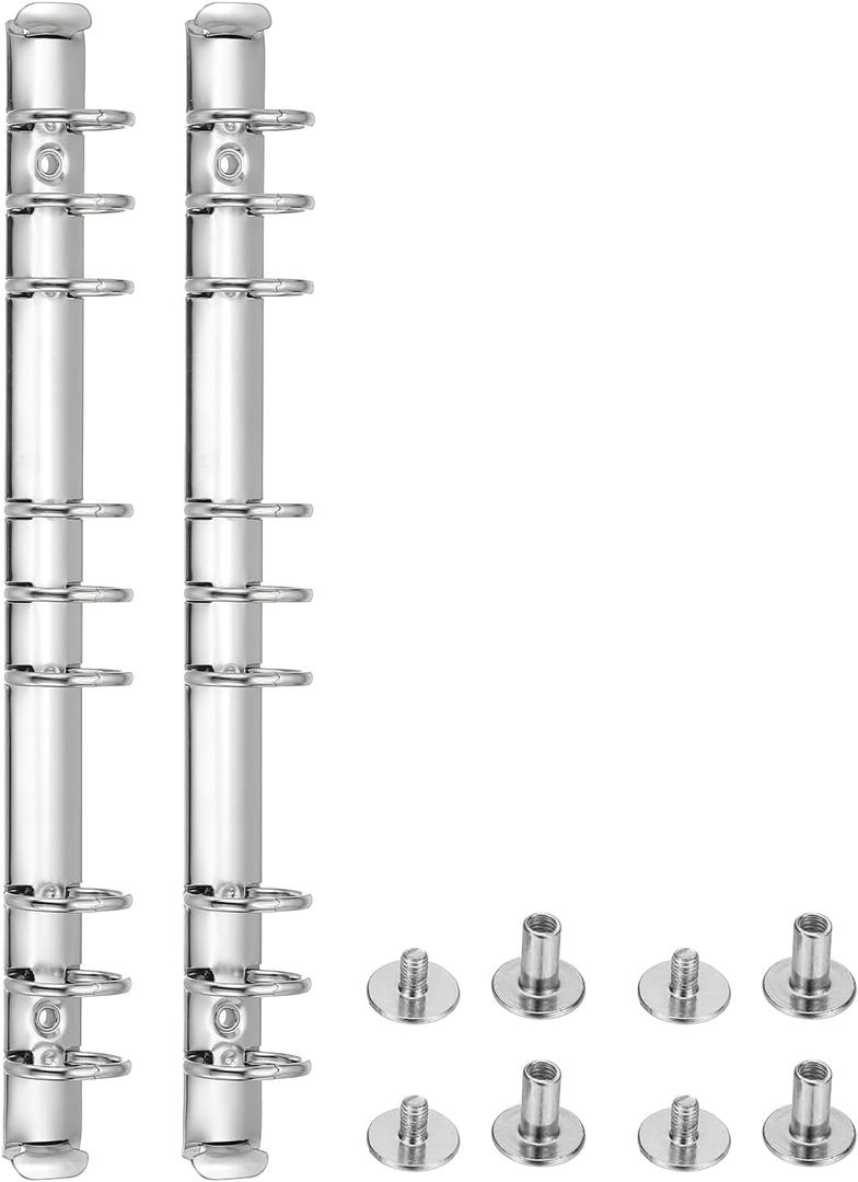 PATIKIL B5 9-Hole Ring Binder Mechanisms, 2 Set Binder Spines Replacement, Silver Tone