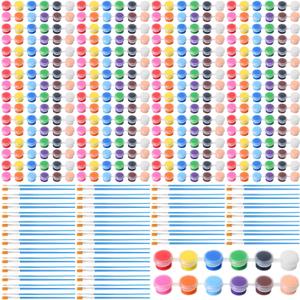 Timgle 560 Pcs Mini Acrylic Paint Set 40 Set 12 Colors Washable Paint Strips Bulk 40 Flat Brushes 40 Pointed Brushes Christmas Party Gift for Art Birthday Party Favors Craft Supplies(2ML)