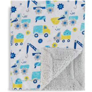30"x40" Baby Blankets for BoysFuzzy Soft Receiving Blankets for NewbornsDouble-Layered Minky Blankets Plush Flannel Truck Blue Blanket for Crib Stroller