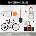 HORUSDY 6 Pack 8 Inch Heavy Duty Garage Hooks, Wall Mount Storage Hangers for Ladder, Bike, Hose, Tools, Holds up to 30LBS, Large Utility Hooks with Screws & Anchors, 7.5" x 7.68" (Black)