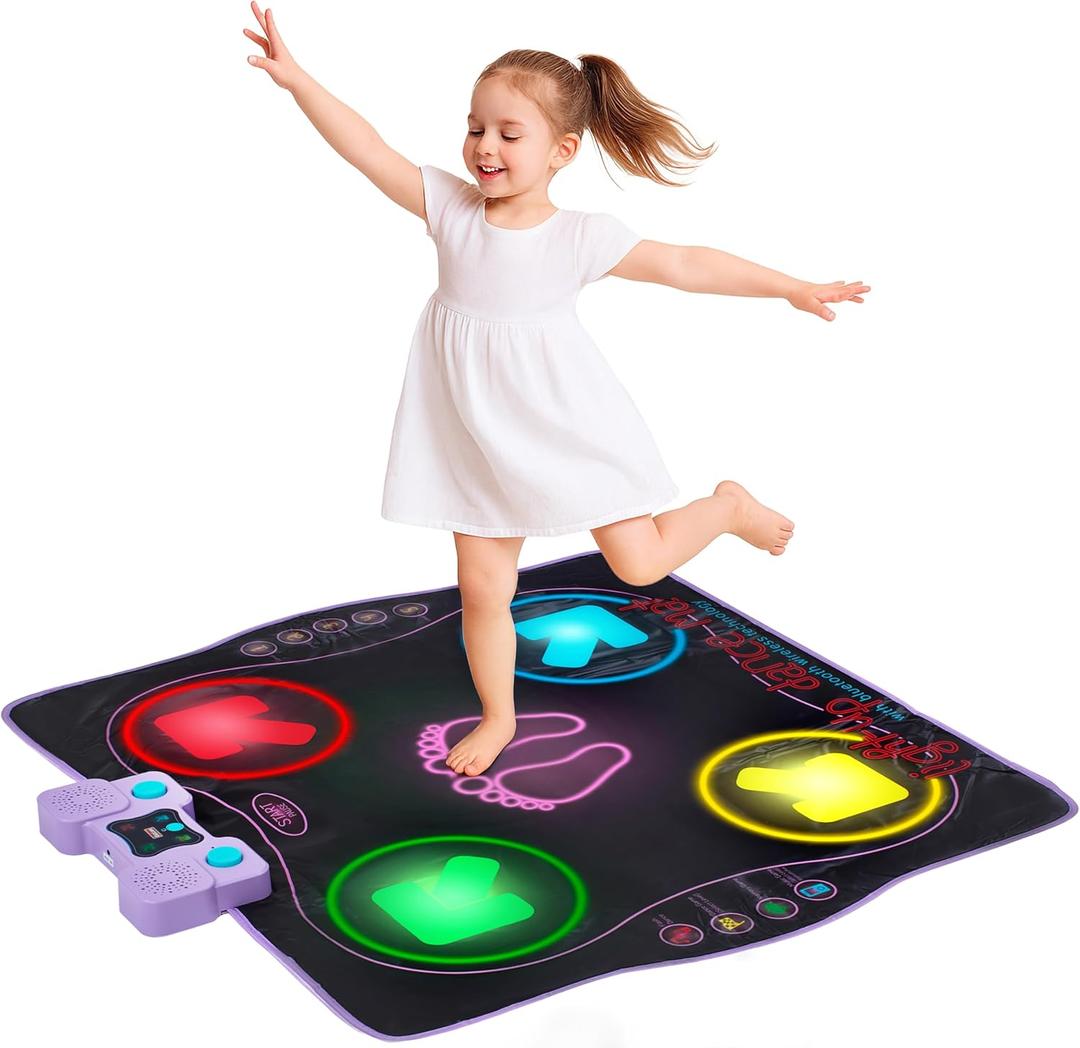 Kidzlane Electronic Dance Mat for Kids 8-12, Wireless Kids' Dance Pad with Bluetooth/AUX, Built-in Music, 5 Challenge Levels, 4 Modes - Interactive Toys for Children, Ages 6 and Up