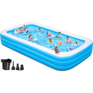 Large Inflatable Pool with Pump - 165'' x 76'' x 22'' Oversized Thickened Blow Up Pool for Adults, Family Swimming Pool for Backyard, Garden and Outdoor Fun