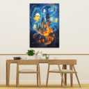 GSPQAZ Ghosts at the Haunted Castle Canvas Print - Spooky Halloween Wall Art for Home Dcor 12x18-Unframed (U698)