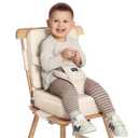 HOMEAL Booster Seat for Kitchen Chair, Breathable Toddler Booster Seat for Dining Table with Backrest and Adjustable Straps, Portable Travel Toddler Booster Seat, Beige