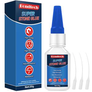Stone Glue 30 g, Marble Glue Instant, with Anti-Clog Cap, Strong Clear Adhesive for Marble, Granite, Artificial Stone, Tile, DIY, Waterproof (Clear, 30 Grams * 1 Pack, Stone Glue)