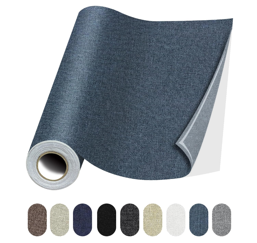 Lifeshoon Fabric Repair Patches, 35x79 Inch Canvas Self-Adhesive Fabric Patches Tape Durable, DIY Large Canvas Repair for Sofa, Couches, Furniture, Chair, Clothing （35x79 Inch, Blue Grey)