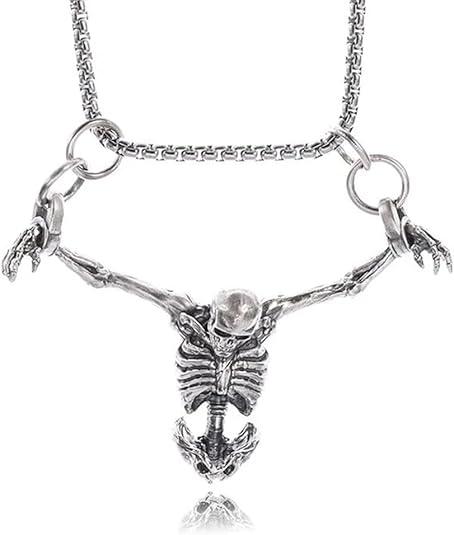 Punk Skeleton Skull Necklace Captivity Skull Pendent Biker Rock Jewelry Gift for Men and Women