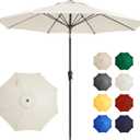 Ayge 9FT Large Outdoor Patio Umbrella Market Table Umbrella-UV Resistant, Easy Push Button Tilt and Crank, 8 Sturdy Fiberglass Ribs Heavy-Duty Pool Umbrella for Deck, Backyard,Garden (White)