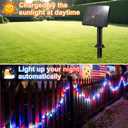Red White and Blue Lights Solar String Lights Outdoor Waterproof Total 100LED 33FT Memorial Day Decorations 8 Modes for Yard/Patio/Tree, 16.4Ft*2, 50LED*2 for 4th of July Decorations