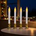 4Pack Christmas Window Candles Battery Operated with Timer, 6H/18H Auto On/Off, LED Flameless Candles with Realistic Flickering Flame and Suction Cups for Holiday Home Decor