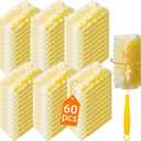 60 Count 360 Heavy Duty Duster Refills Compatible with Swiffer, Large Size-Extra Thick Disposable Electrostatic Feather Duster Refill with 1 Short Handle for Furniture, Blinds, Ceiling Fans