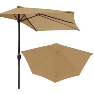 Hapivida Half Umbrella Outdoor Patio Shade, Outdoor Balcony Shade Replacement Canopy Cover Only for Balcony, Table, Deck (Khaki)