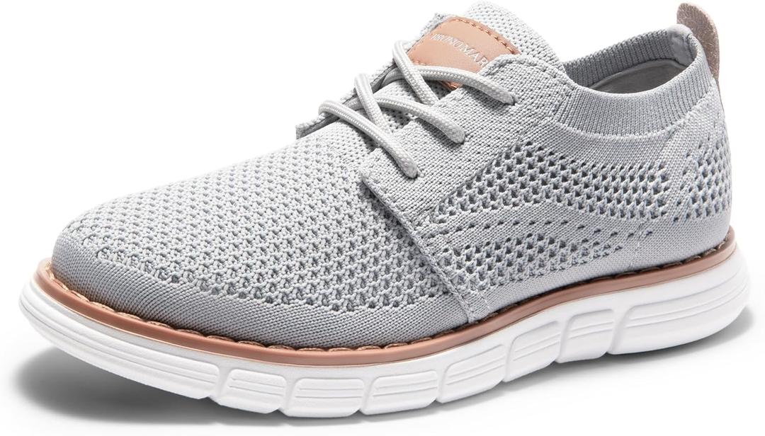 Bruno Marc Boy's Mesh Sneakers Oxfords Casual Dress Lace-Up Lightweight Walking Shoes (6 Big Kid, Grey)