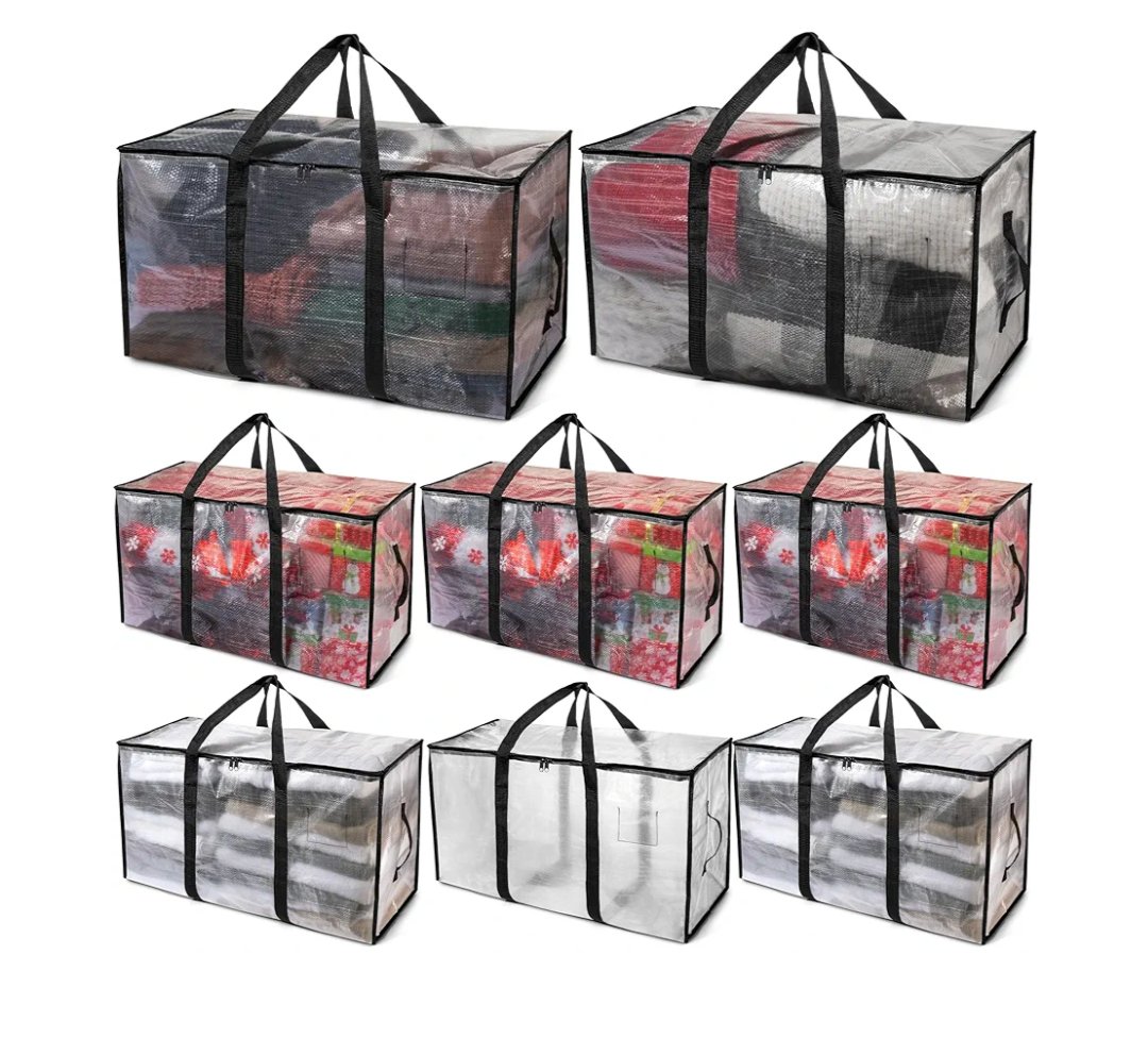ClearSpace Oversized Moving Bags or Storage Bag – Large Moving Boxes with Backpack Straps, Zippers & Handles – Heavy-Duty Packing Bags for Moving, College Dorm, Christmas Decorations, 6 Pack