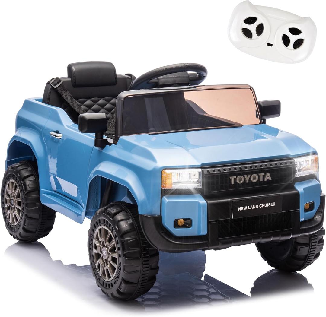 12V Kids Ride on Car for Ages 1-5, Electric Car W/Parent Remote Control,Licensed Toyota 4 Wheel Outdoor Suspension, Bluetooth/USB Music,LED Lights,70lbs Load Capacity(Blue)