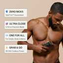 Beard & Body Trimmer for Men Painless Ball Shaver, Groin Trimmer for Pubic Hair, Body and Sensitive Skin USB-C Cordless Electric Razor with 2 Replacement Blades, 3 Guide Combs