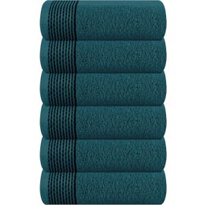 Belizzi Home Ultra Soft Cotton 6 -Piece Hand Towel Set 16x24 Inch, Ideal for use in Bathroom, Kitchen, Gym, Spa & General Cleaning, Compact & Lightweight Multi Purpose Hand Towels - Teal
