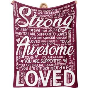 Inspirational Gifts for Women, Encouragement Blanket, Cheer Up/Get Well/Birthday Gifts for Women, Men, Patients, Friends, Cancer Care Hug Blanket Red 60'' x 50''